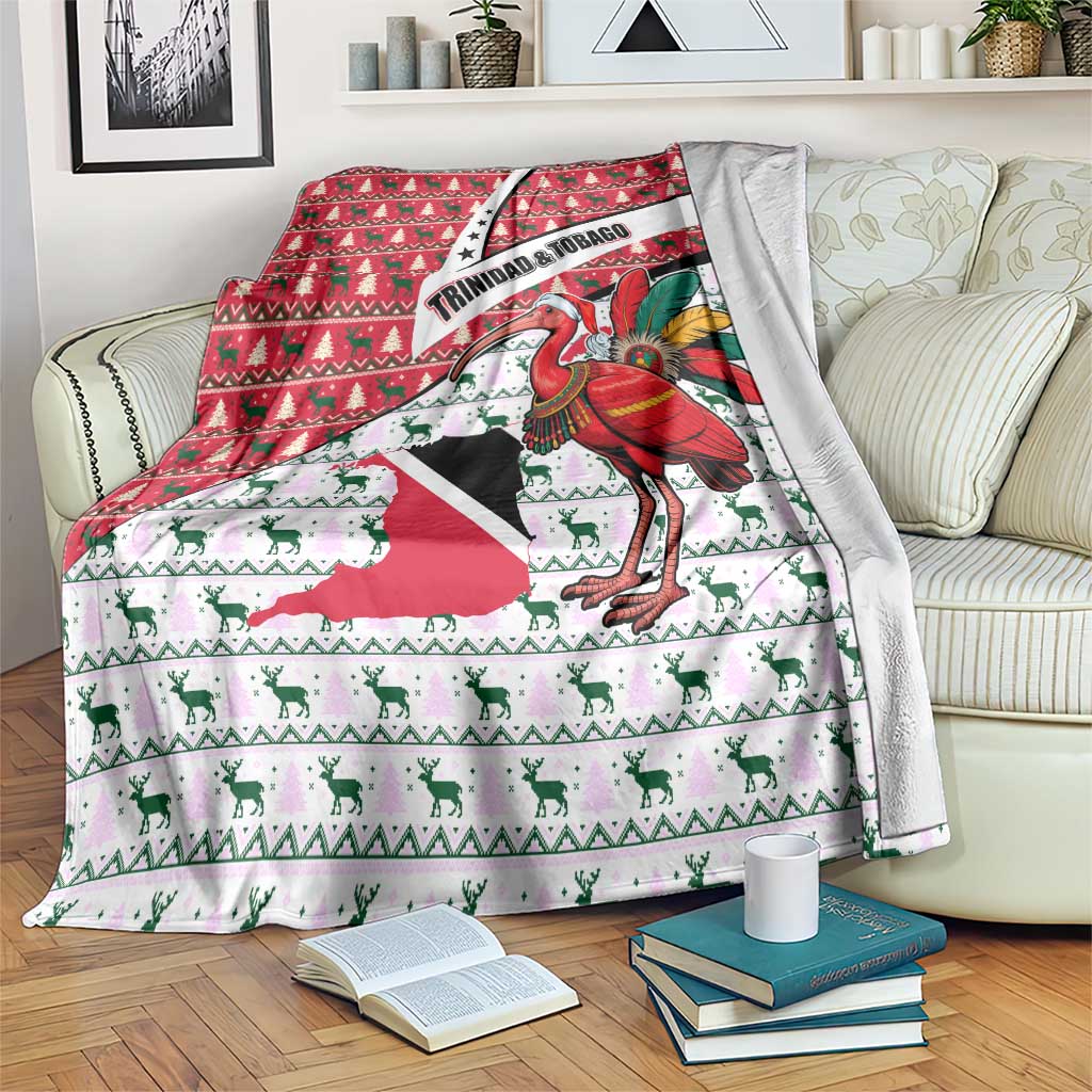 Trinidad and Tobago Christmas Blanket Christmas Bird Santa and Reindeer Design - Wonder Print Shop