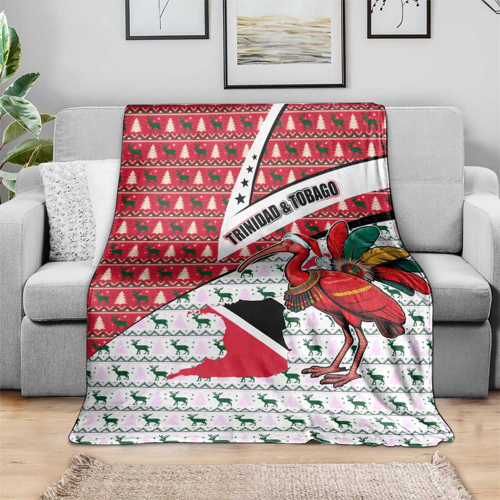 Trinidad and Tobago Christmas Blanket Christmas Bird Santa and Reindeer Design - Wonder Print Shop