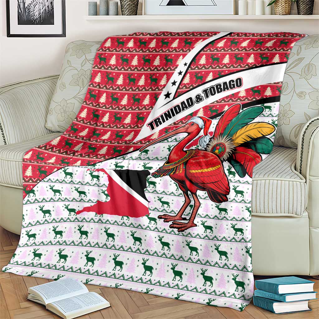 Trinidad and Tobago Christmas Blanket Christmas Bird Santa and Reindeer Design - Wonder Print Shop