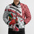 Trinidad and Tobago Christmas Bomber Puffer Jacket Christmas Bird Santa and Reindeer Design - Wonder Print Shop