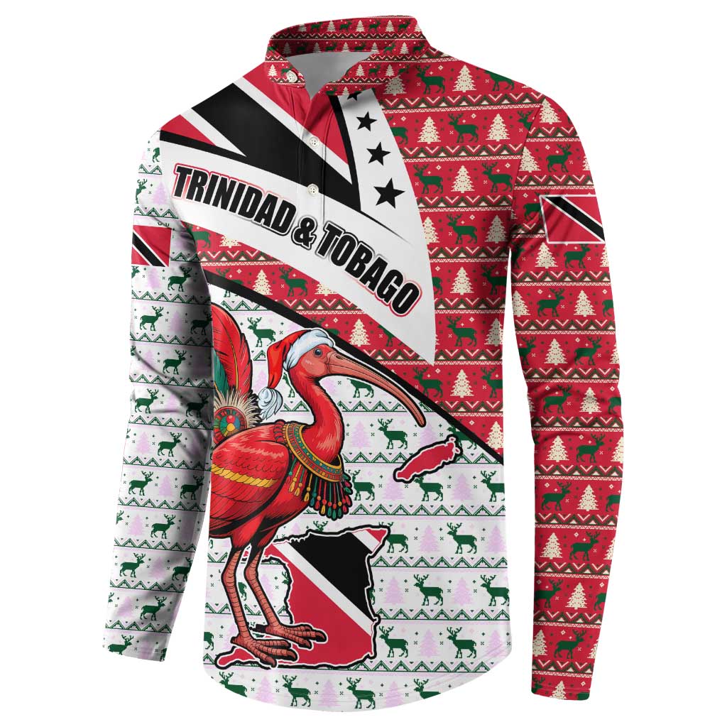 Trinidad and Tobago Christmas Button Sweatshirt Christmas Bird Santa and Reindeer Design - Wonder Print Shop