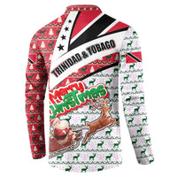 Trinidad and Tobago Christmas Button Sweatshirt Christmas Bird Santa and Reindeer Design - Wonder Print Shop