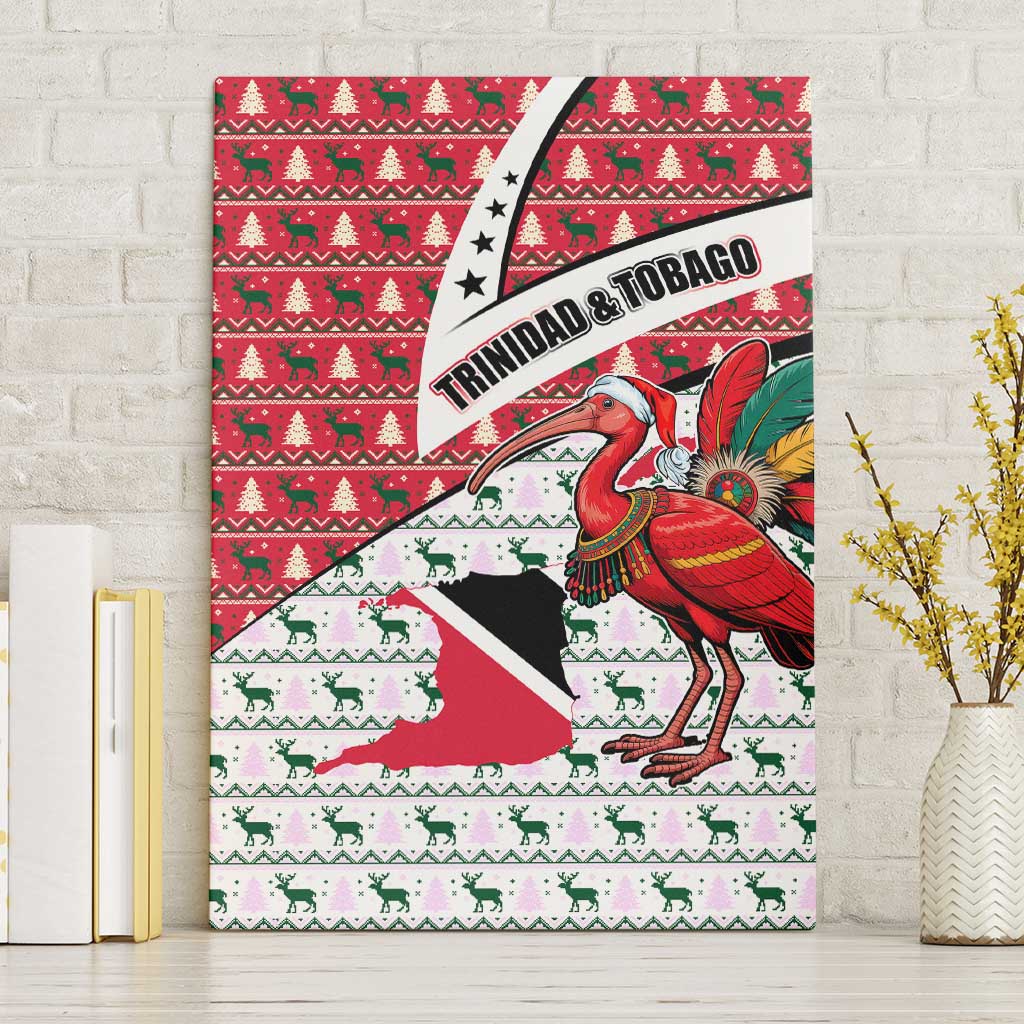Trinidad and Tobago Christmas Canvas Wall Art Christmas Bird Santa and Reindeer Design - Wonder Print Shop