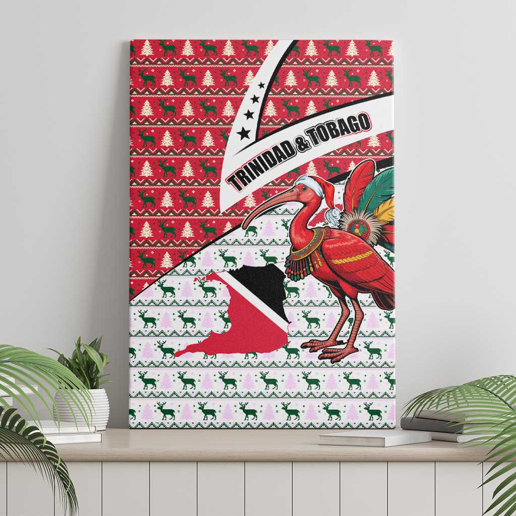 Trinidad and Tobago Christmas Canvas Wall Art Christmas Bird Santa and Reindeer Design - Wonder Print Shop