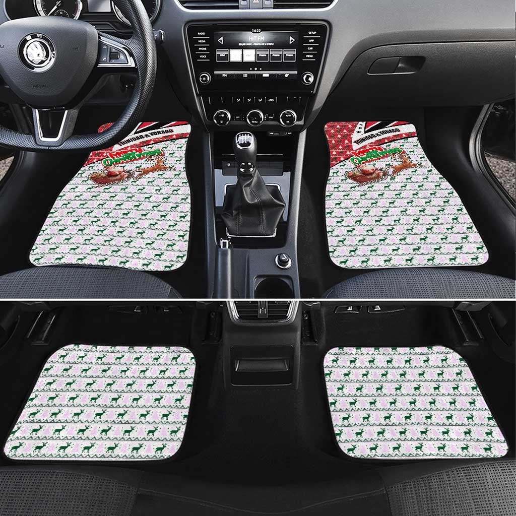Trinidad and Tobago Christmas Car Mats Christmas Bird Santa and Reindeer Design - Wonder Print Shop