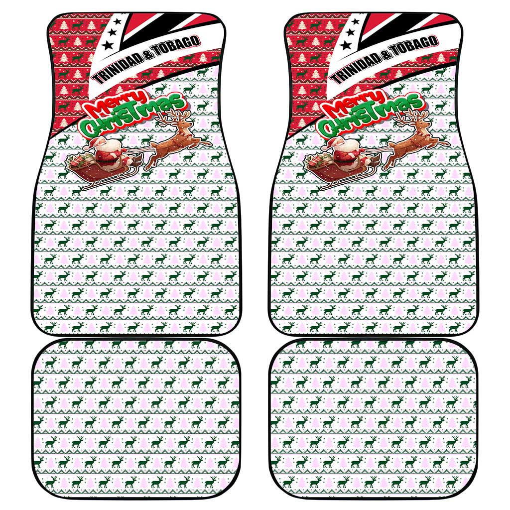 Trinidad and Tobago Christmas Car Mats Christmas Bird Santa and Reindeer Design - Wonder Print Shop