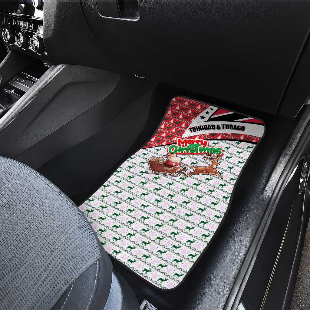 Trinidad and Tobago Christmas Car Mats Christmas Bird Santa and Reindeer Design - Wonder Print Shop