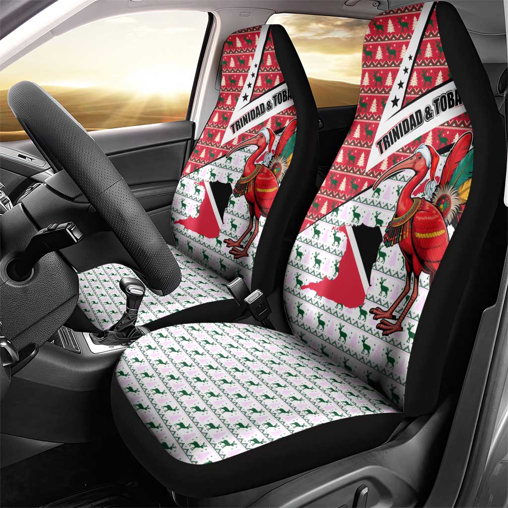 Trinidad and Tobago Christmas Car Seat Cover Christmas Bird Santa and Reindeer Design - Wonder Print Shop