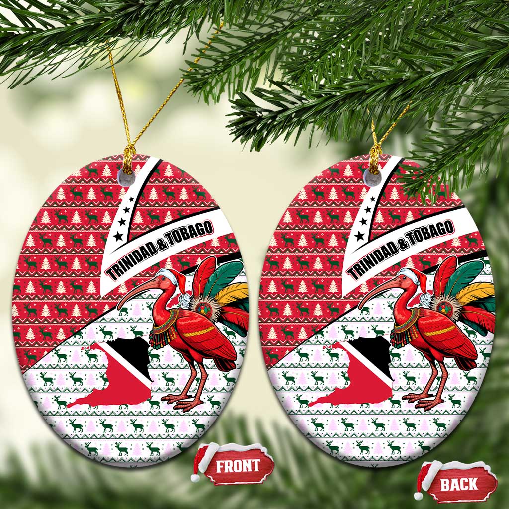 Trinidad and Tobago Christmas Ceramic Ornament Christmas Bird Santa and Reindeer Design - Wonder Print Shop