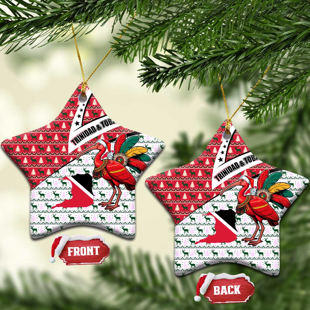 Trinidad and Tobago Christmas Ceramic Ornament Christmas Bird Santa and Reindeer Design - Wonder Print Shop