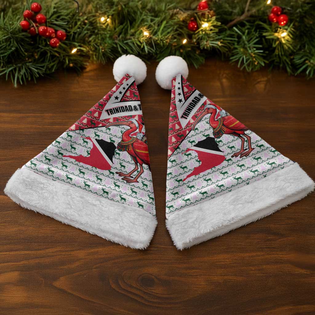 Trinidad and Tobago Christmas Santa Hat Christmas Bird Santa and Reindeer Design - Wonder Print Shop