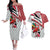Trinidad and Tobago Christmas Couples Matching Off The Shoulder Long Sleeve Dress and Hawaiian Shirt Christmas Bird Santa and Reindeer Design - Wonder Print Shop