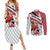Trinidad and Tobago Christmas Couples Matching Summer Maxi Dress and Long Sleeve Button Shirt Christmas Bird Santa and Reindeer Design - Wonder Print Shop