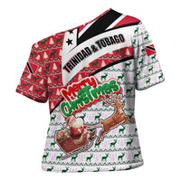 Trinidad and Tobago Christmas Cross Shoulder Shirt Christmas Bird Santa and Reindeer Design - Wonder Print Shop
