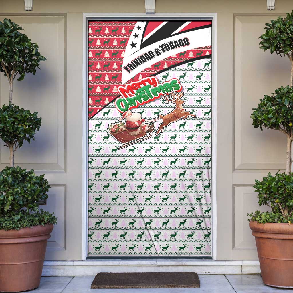 Trinidad and Tobago Christmas Door Cover Christmas Bird Santa and Reindeer Design - Wonder Print Shop