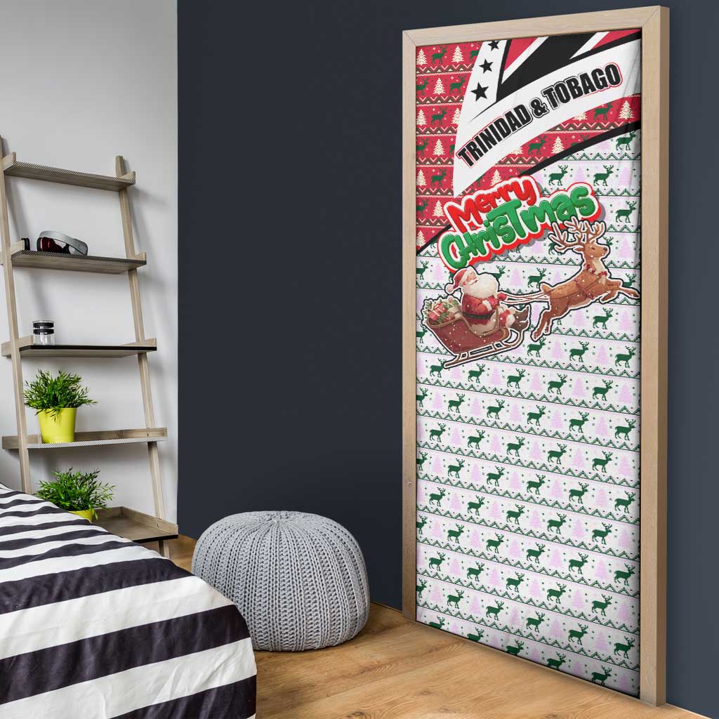 Trinidad and Tobago Christmas Door Cover Christmas Bird Santa and Reindeer Design - Wonder Print Shop