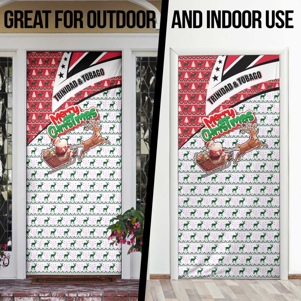 Trinidad and Tobago Christmas Door Cover Christmas Bird Santa and Reindeer Design - Wonder Print Shop