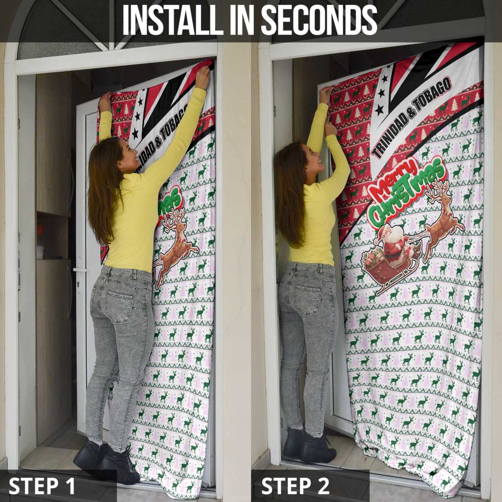 Trinidad and Tobago Christmas Door Cover Christmas Bird Santa and Reindeer Design - Wonder Print Shop