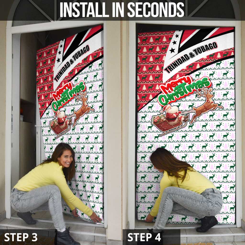 Trinidad and Tobago Christmas Door Cover Christmas Bird Santa and Reindeer Design - Wonder Print Shop