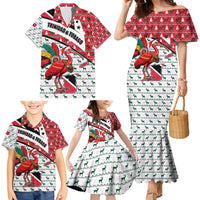 Trinidad and Tobago Christmas Family Matching Mermaid Dress and Hawaiian Shirt Christmas Bird Santa and Reindeer Design - Wonder Print Shop