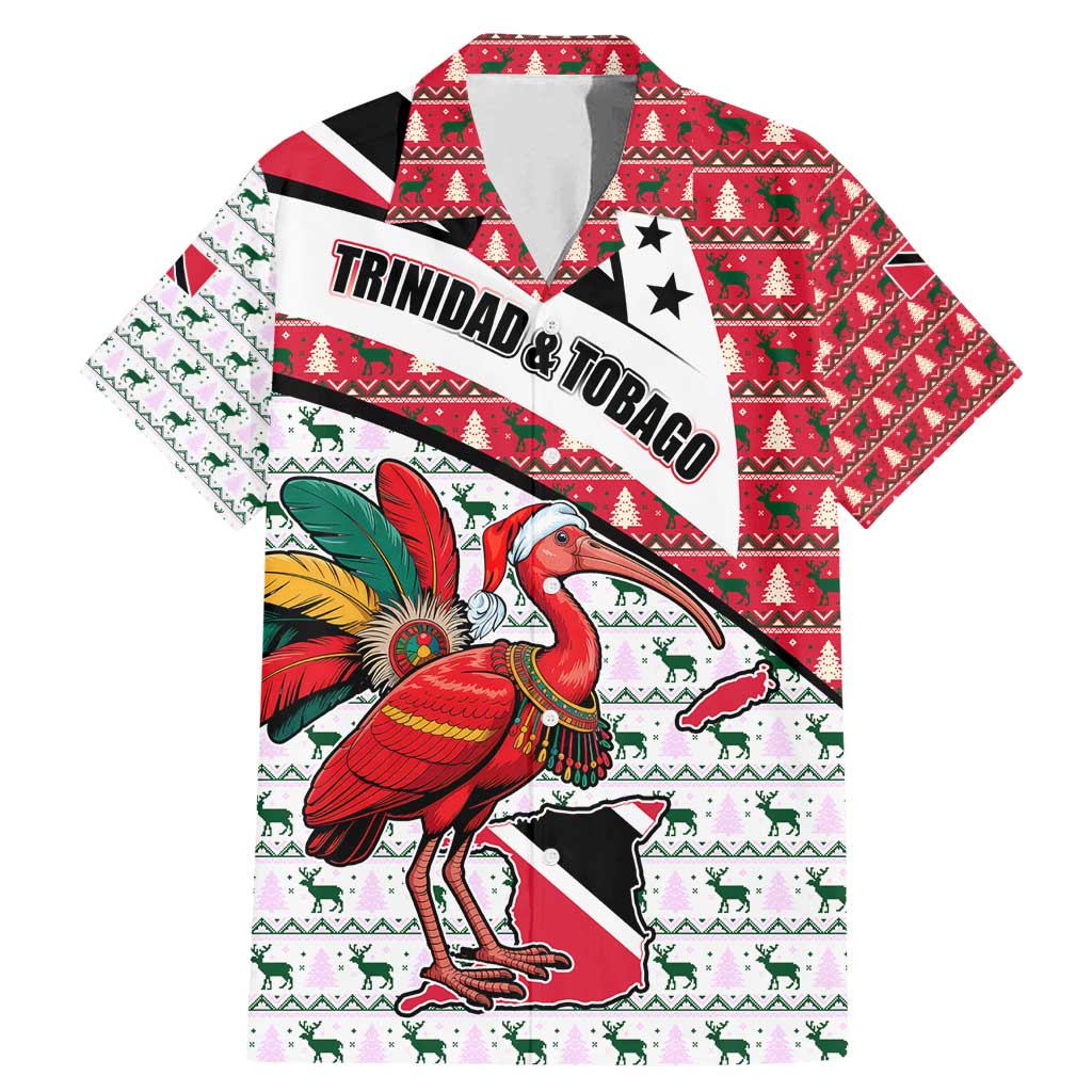 Trinidad and Tobago Christmas Family Matching Mermaid Dress and Hawaiian Shirt Christmas Bird Santa and Reindeer Design - Wonder Print Shop