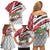 Trinidad and Tobago Christmas Family Matching Off Shoulder Short Dress and Hawaiian Shirt Christmas Bird Santa and Reindeer Design - Wonder Print Shop