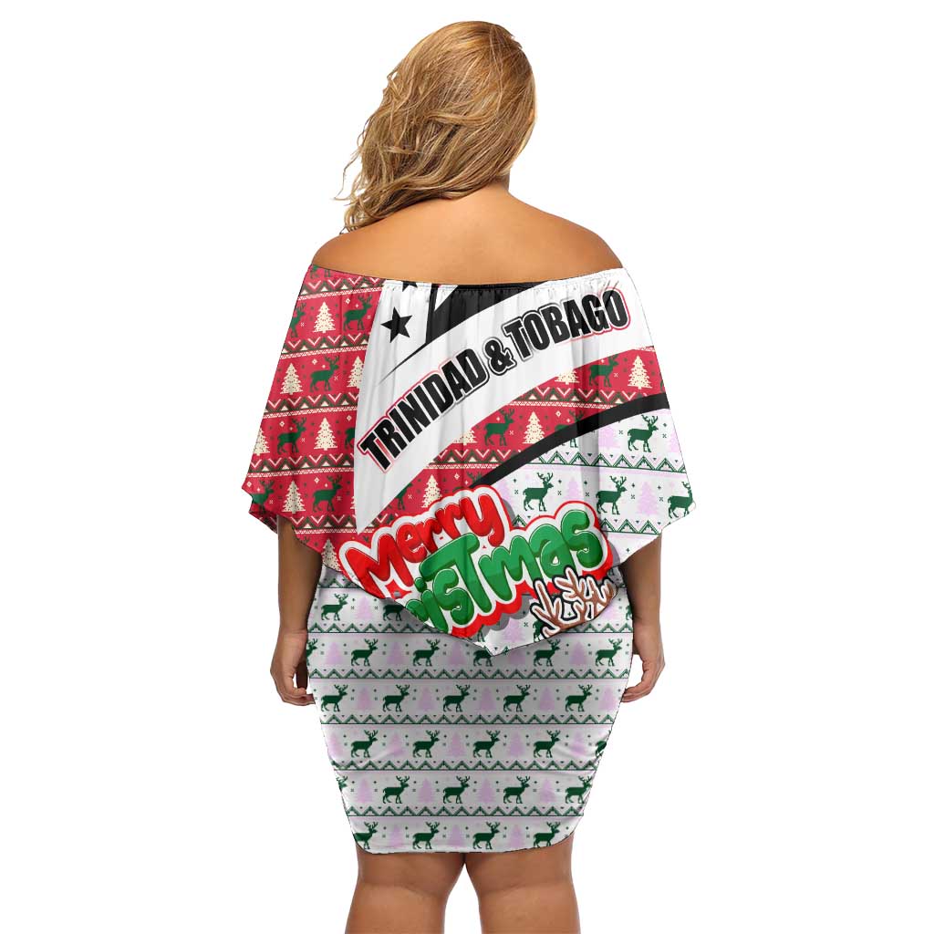 Trinidad and Tobago Christmas Family Matching Off Shoulder Short Dress and Hawaiian Shirt Christmas Bird Santa and Reindeer Design - Wonder Print Shop