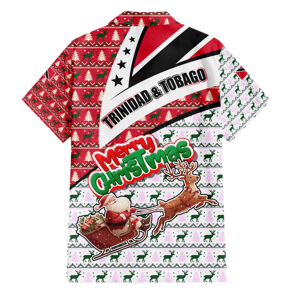 Trinidad and Tobago Christmas Family Matching Puletasi and Hawaiian Shirt Christmas Bird Santa and Reindeer Design - Wonder Print Shop