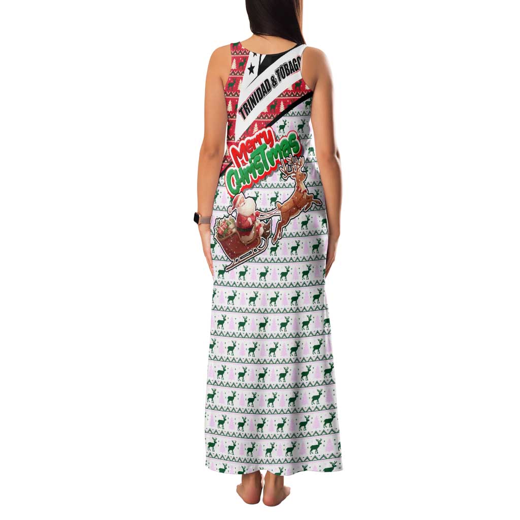 Trinidad and Tobago Christmas Family Matching Tank Maxi Dress and Hawaiian Shirt Christmas Bird Santa and Reindeer Design - Wonder Print Shop