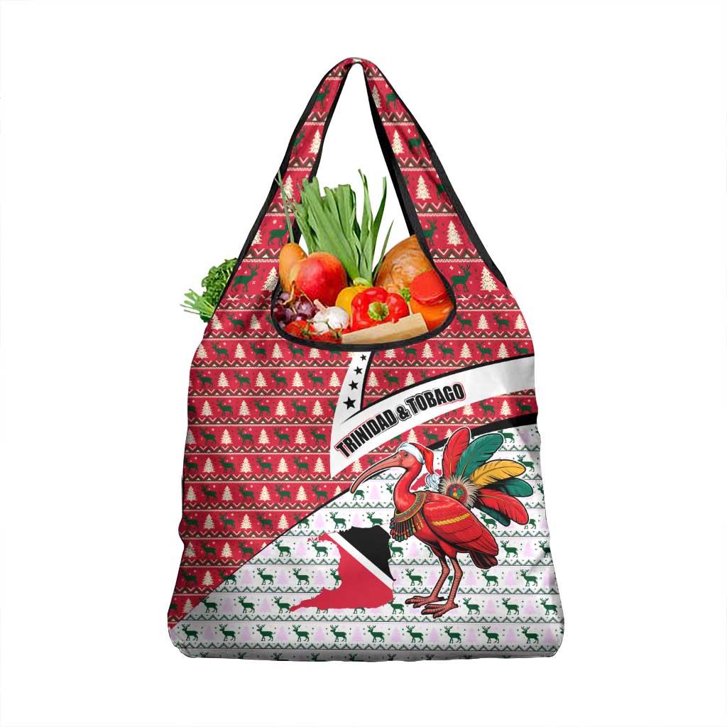 Trinidad and Tobago Christmas Grocery Bag Christmas Bird Santa and Reindeer Design - Wonder Print Shop