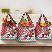 Trinidad and Tobago Christmas Grocery Bag Christmas Bird Santa and Reindeer Design - Wonder Print Shop