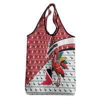 Trinidad and Tobago Christmas Grocery Bag Christmas Bird Santa and Reindeer Design - Wonder Print Shop