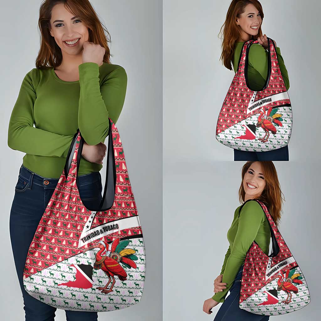 Trinidad and Tobago Christmas Grocery Bag Christmas Bird Santa and Reindeer Design - Wonder Print Shop