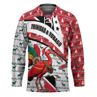 Trinidad and Tobago Christmas Hockey Jersey Christmas Bird Santa and Reindeer Design - Wonder Print Shop