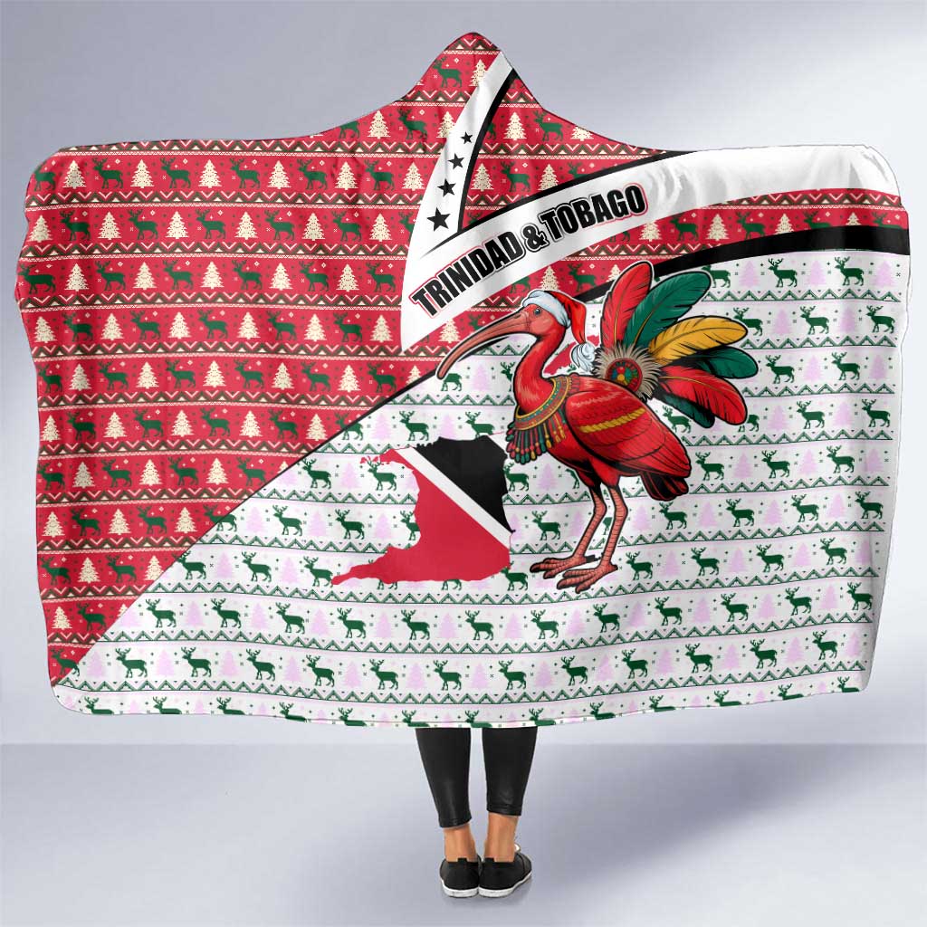 Trinidad and Tobago Christmas Hooded Blanket Christmas Bird Santa and Reindeer Design - Wonder Print Shop
