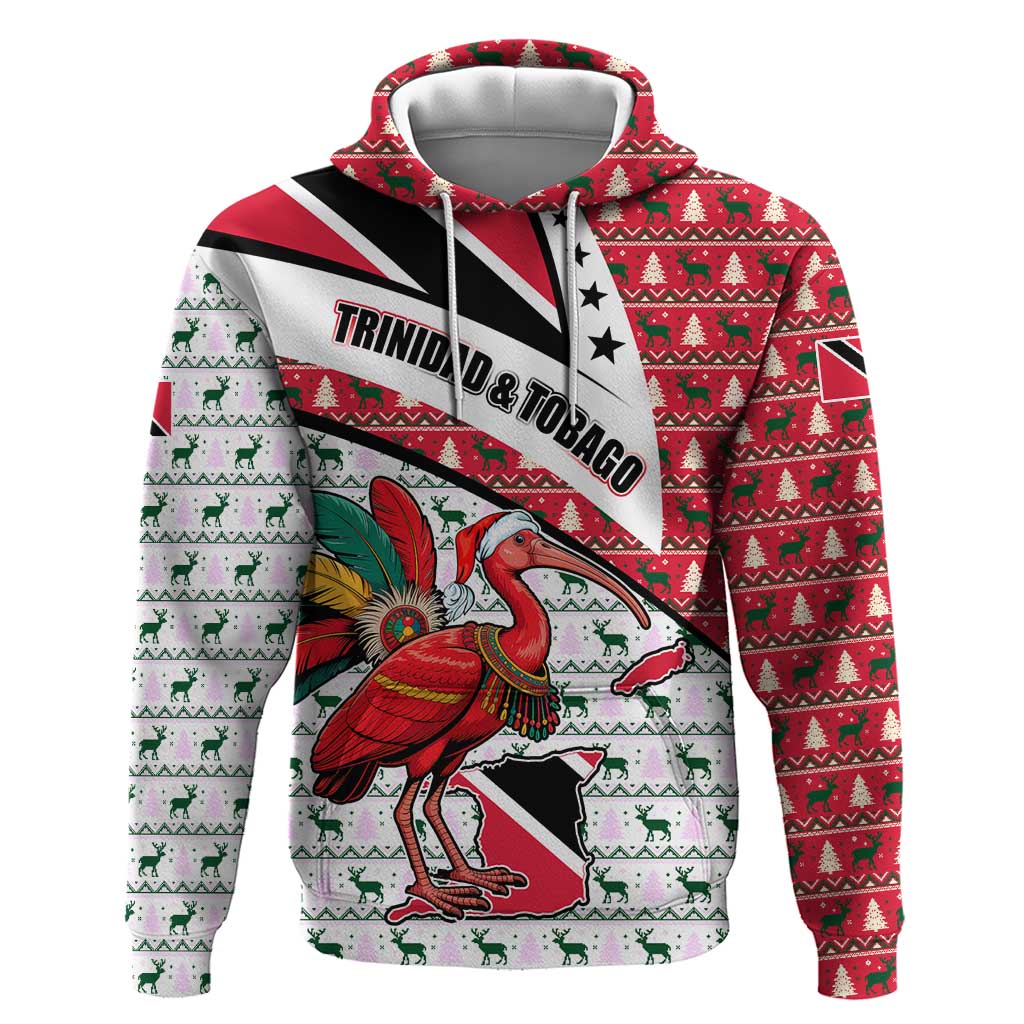 Trinidad and Tobago Christmas Hoodie Christmas Bird Santa and Reindeer Design - Wonder Print Shop