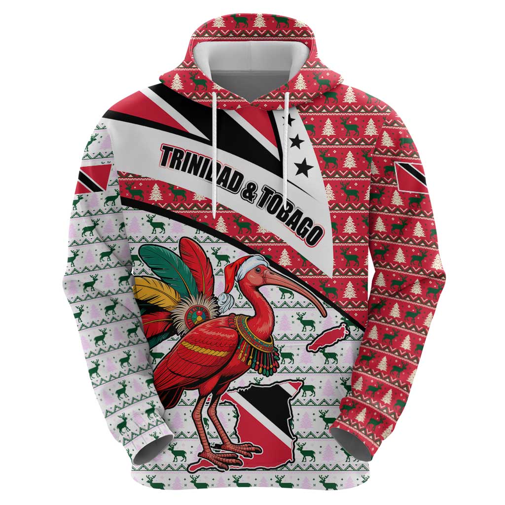 Trinidad and Tobago Christmas Hoodie Christmas Bird Santa and Reindeer Design - Wonder Print Shop