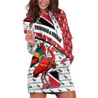 Trinidad and Tobago Christmas Hoodie Dress Christmas Bird Santa and Reindeer Design - Wonder Print Shop