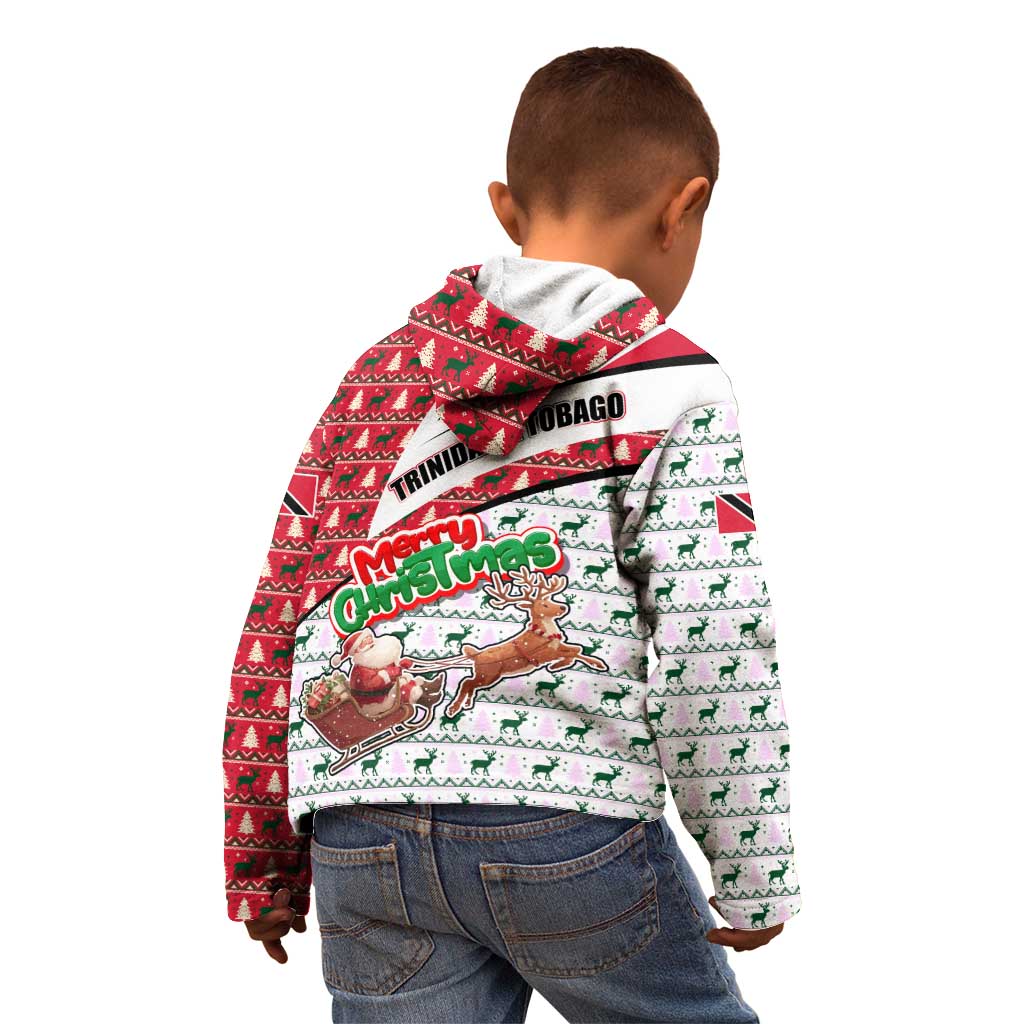 Trinidad and Tobago Christmas Kid Hoodie Christmas Bird Santa and Reindeer Design - Wonder Print Shop