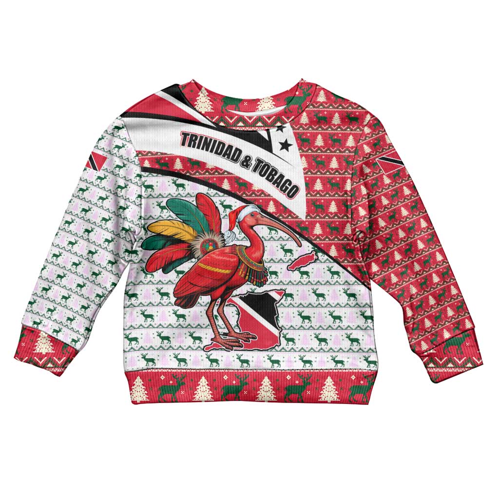 Trinidad and Tobago Christmas Kid Ugly Christmas Sweater Christmas Bird Santa and Reindeer Design - Wonder Print Shop
