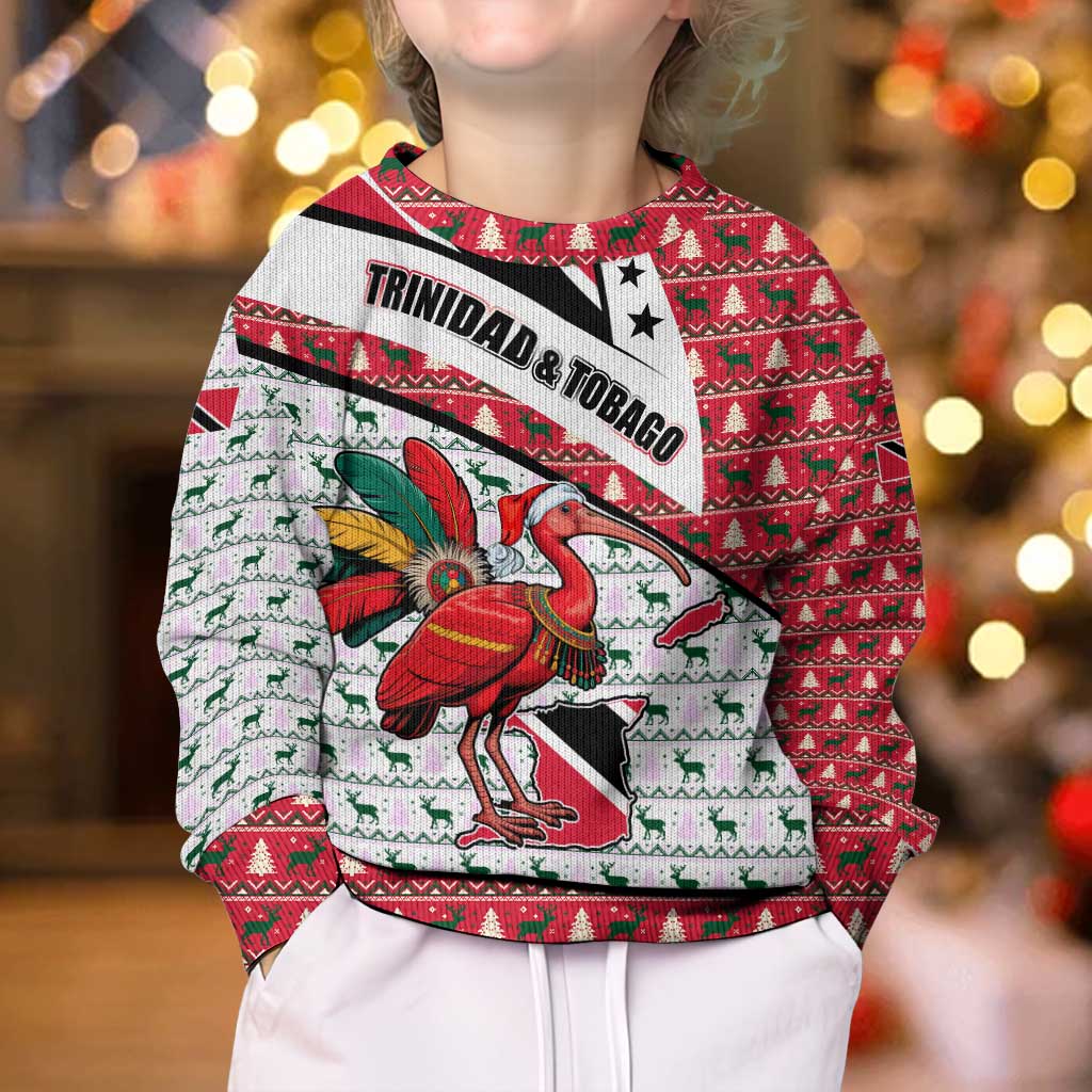 Trinidad and Tobago Christmas Kid Ugly Christmas Sweater Christmas Bird Santa and Reindeer Design - Wonder Print Shop