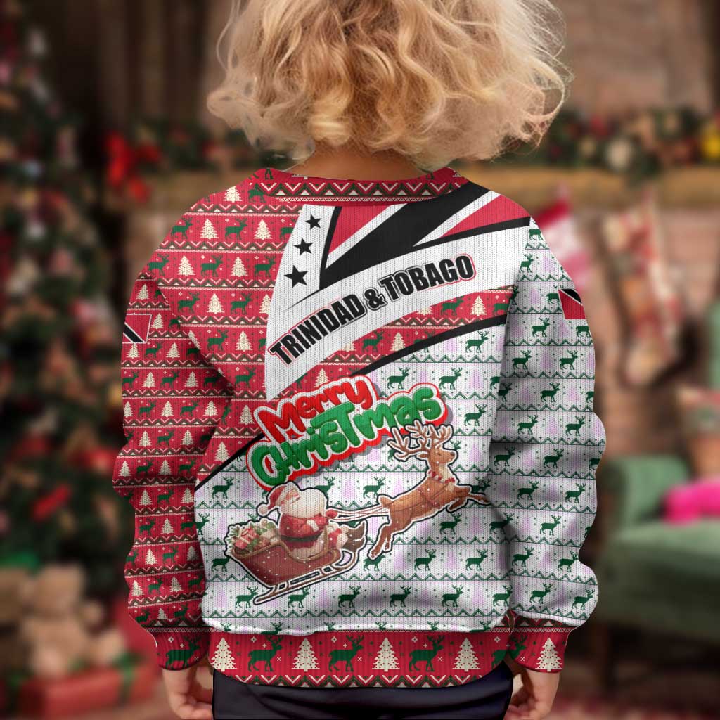 Trinidad and Tobago Christmas Kid Ugly Christmas Sweater Christmas Bird Santa and Reindeer Design - Wonder Print Shop