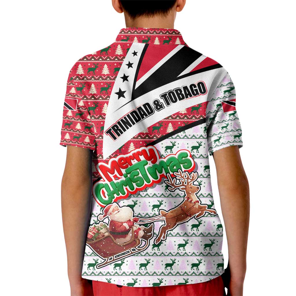 Trinidad and Tobago Christmas Kid Polo Shirt Christmas Bird Santa and Reindeer Design - Wonder Print Shop