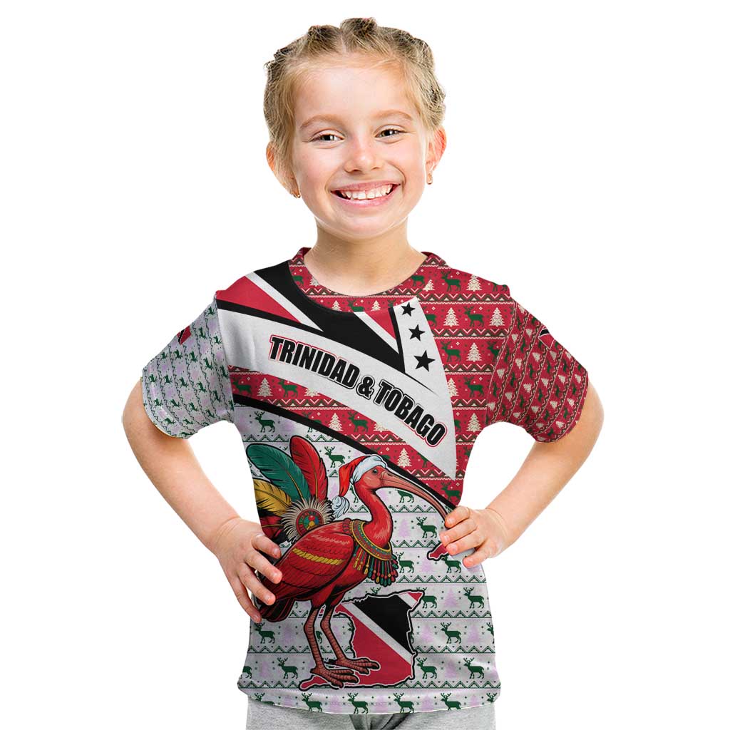 Trinidad and Tobago Christmas Kid T Shirt Christmas Bird Santa and Reindeer Design - Wonder Print Shop