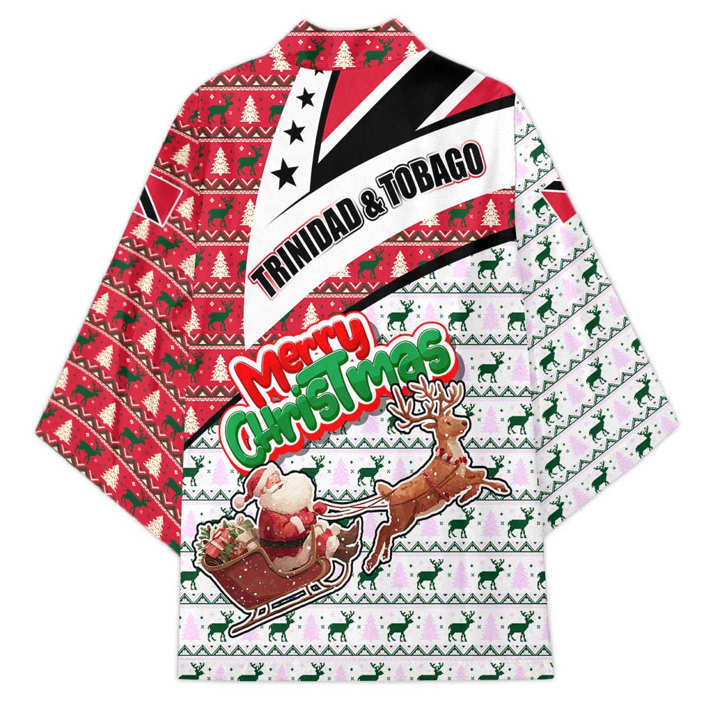 Trinidad and Tobago Christmas Kimono Christmas Bird Santa and Reindeer Design - Wonder Print Shop
