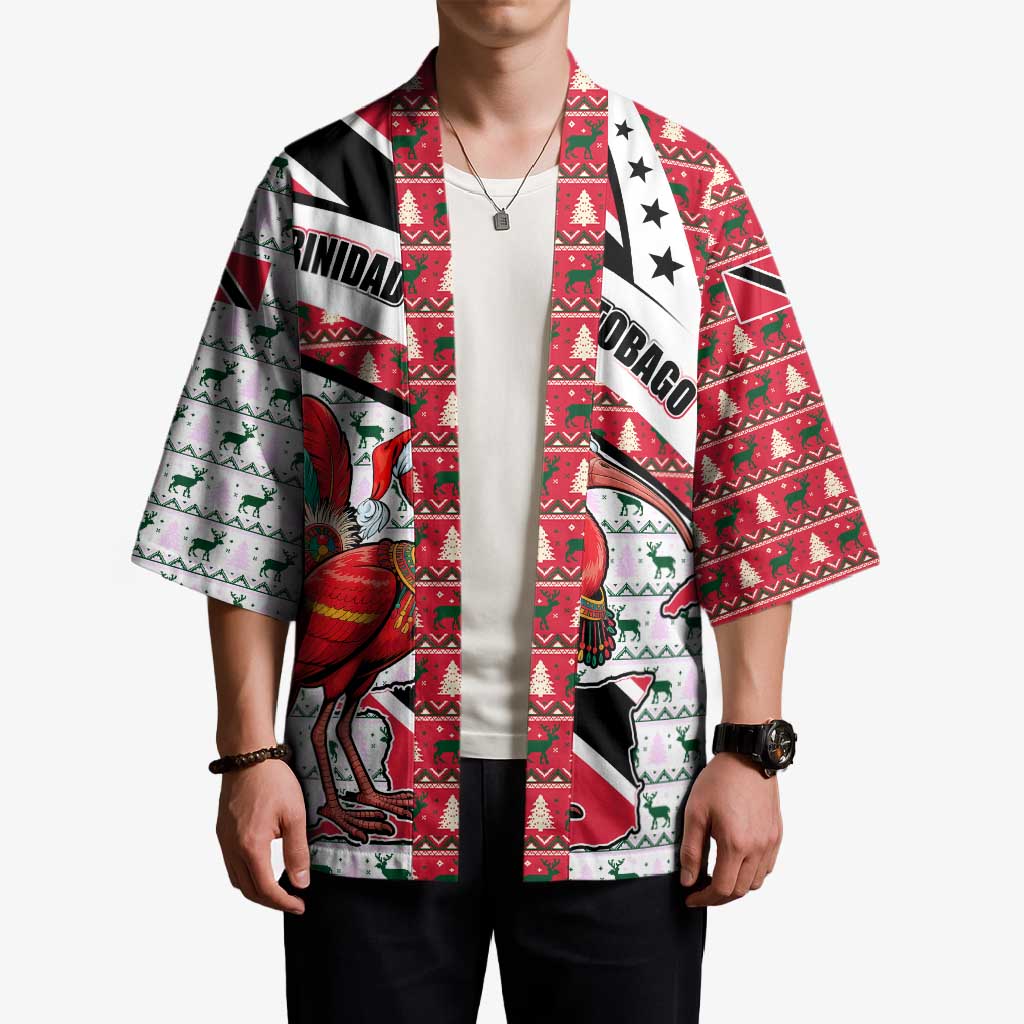 Trinidad and Tobago Christmas Kimono Christmas Bird Santa and Reindeer Design - Wonder Print Shop