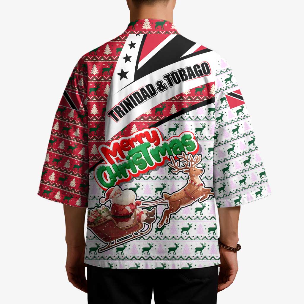 Trinidad and Tobago Christmas Kimono Christmas Bird Santa and Reindeer Design - Wonder Print Shop