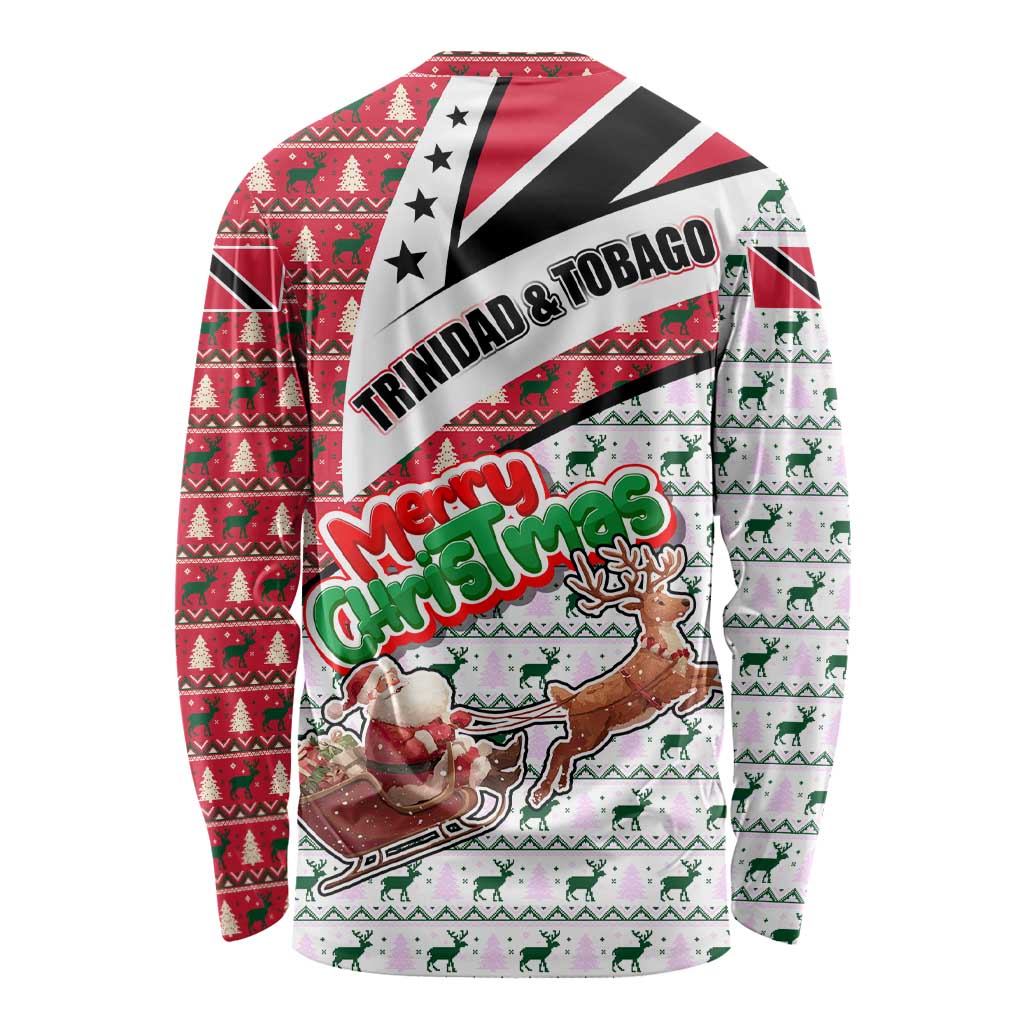 Trinidad and Tobago Christmas Long Sleeve Shirt Christmas Bird Santa and Reindeer Design - Wonder Print Shop