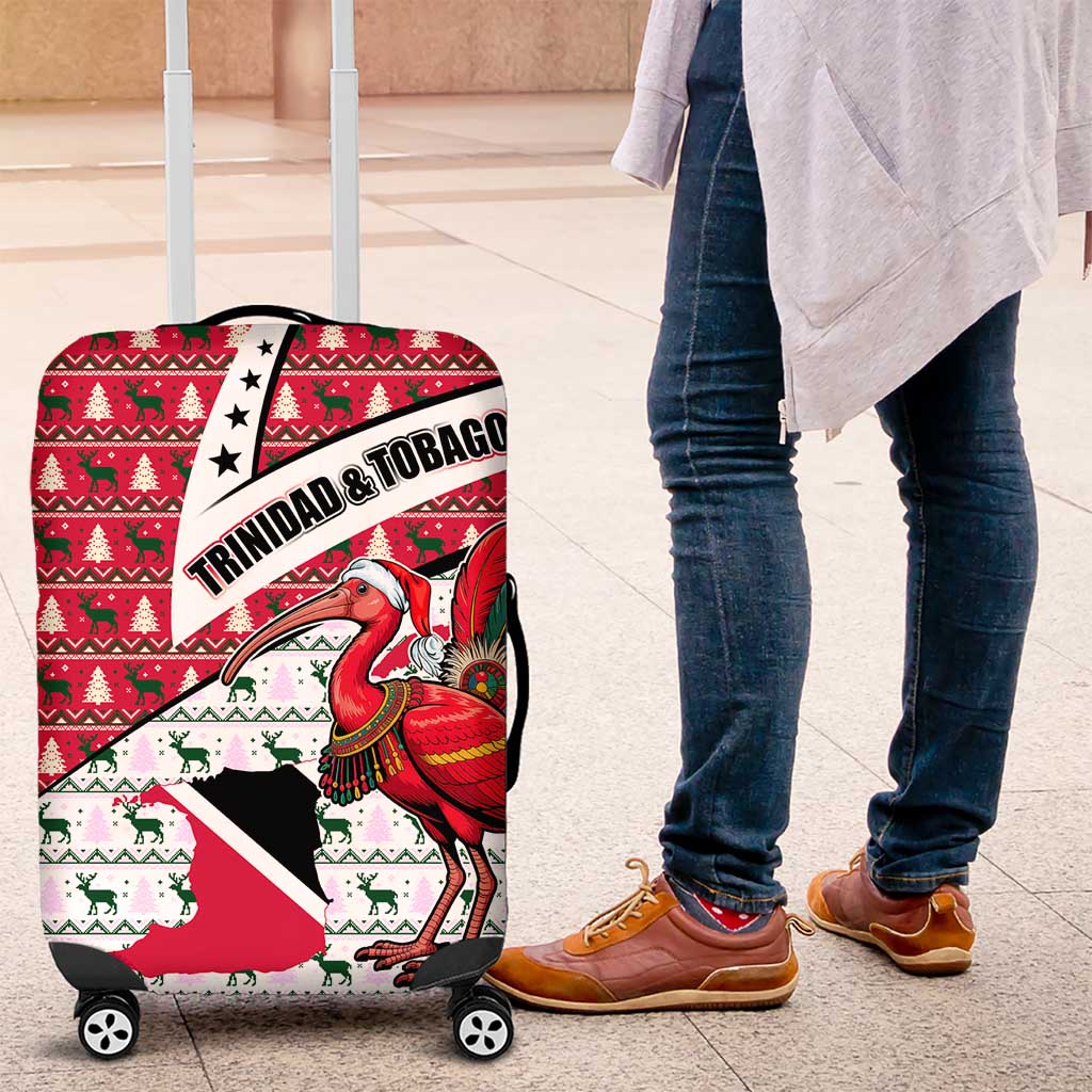 Trinidad and Tobago Christmas Luggage Cover Christmas Bird Santa and Reindeer Design - Wonder Print Shop