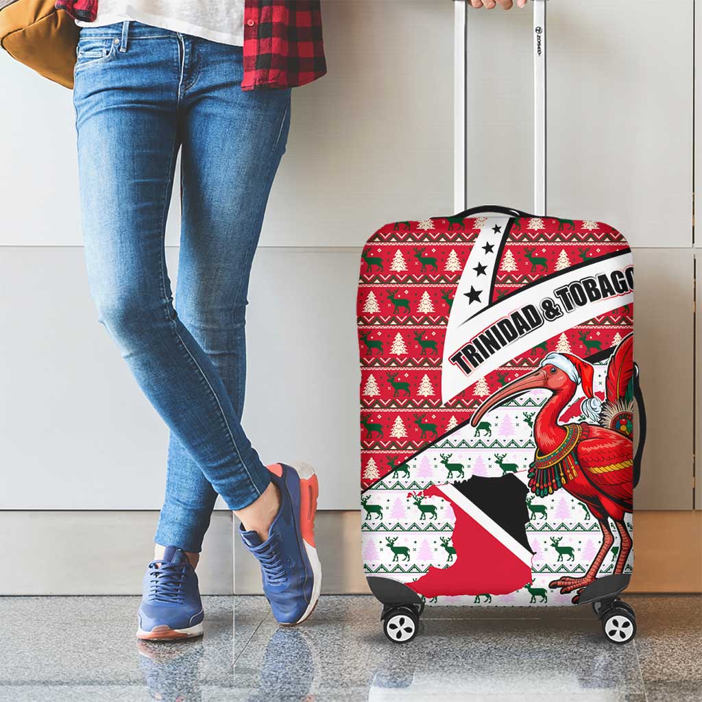 Trinidad and Tobago Christmas Luggage Cover Christmas Bird Santa and Reindeer Design - Wonder Print Shop